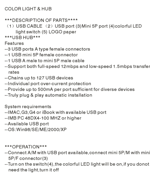 Powered USB Hub /  Mini Color Light With Led Lights / Silver Portable USB Hubs With 3 USB Ports For PC