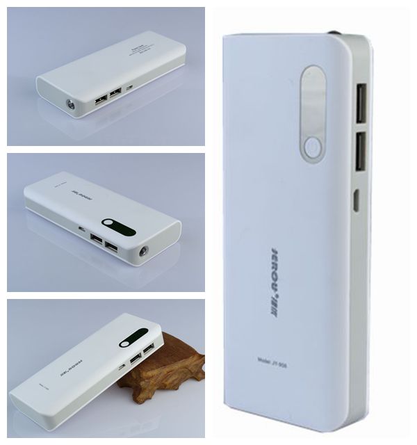 7200mAh Iphone Dual USB Power Bank ABS White With LED Light