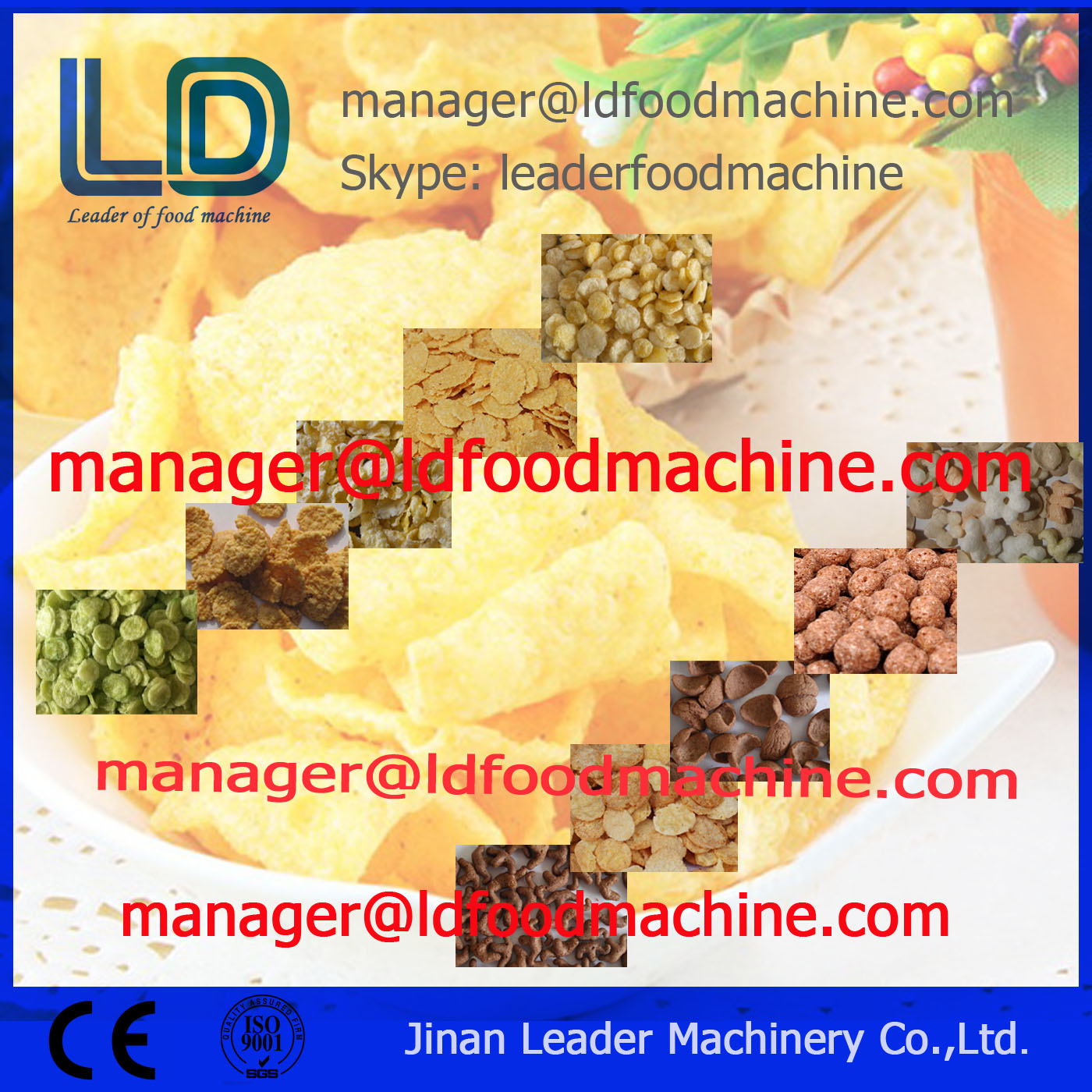 Breakfast cereal Corn Flakes Making Machine Drying / Packing Snacks