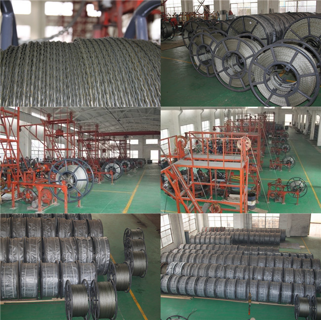 Conductors Stringing Anti twist Wire Rope Galvanized Braided for Power Line 6 Squares