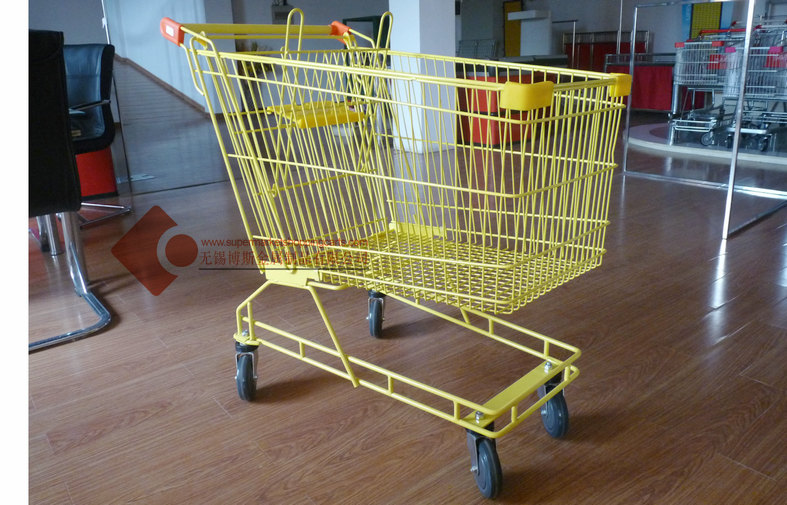 180L Extra Large Shopping Trolley With Yellow Powder Coating