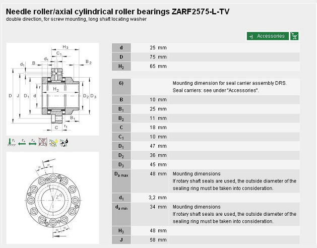 INA Axial Cylindrical Roller Bearing ZARF2575-L-TV With Bi-direction for Wheeel