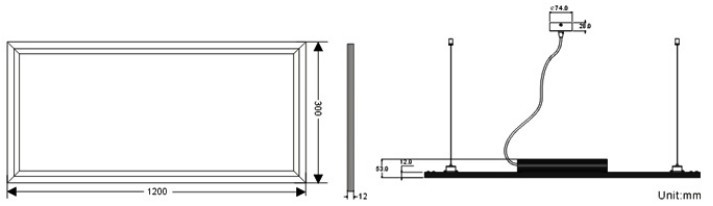 High Efficiency For Cinema 300mm x 1200mm 54W Led Panel Lighting