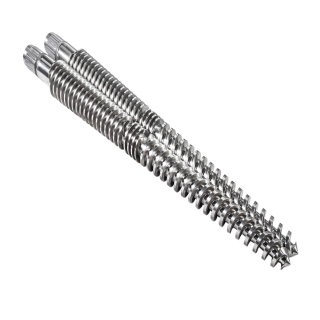 Conical twin screw at bariles