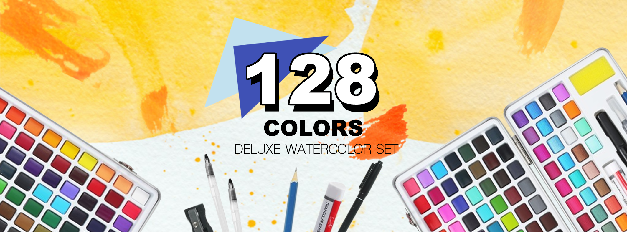 128 Colors Solid Watercolor Set Deluxe