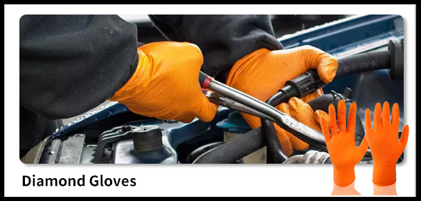 Oranje diamant nitrilhandschoenen