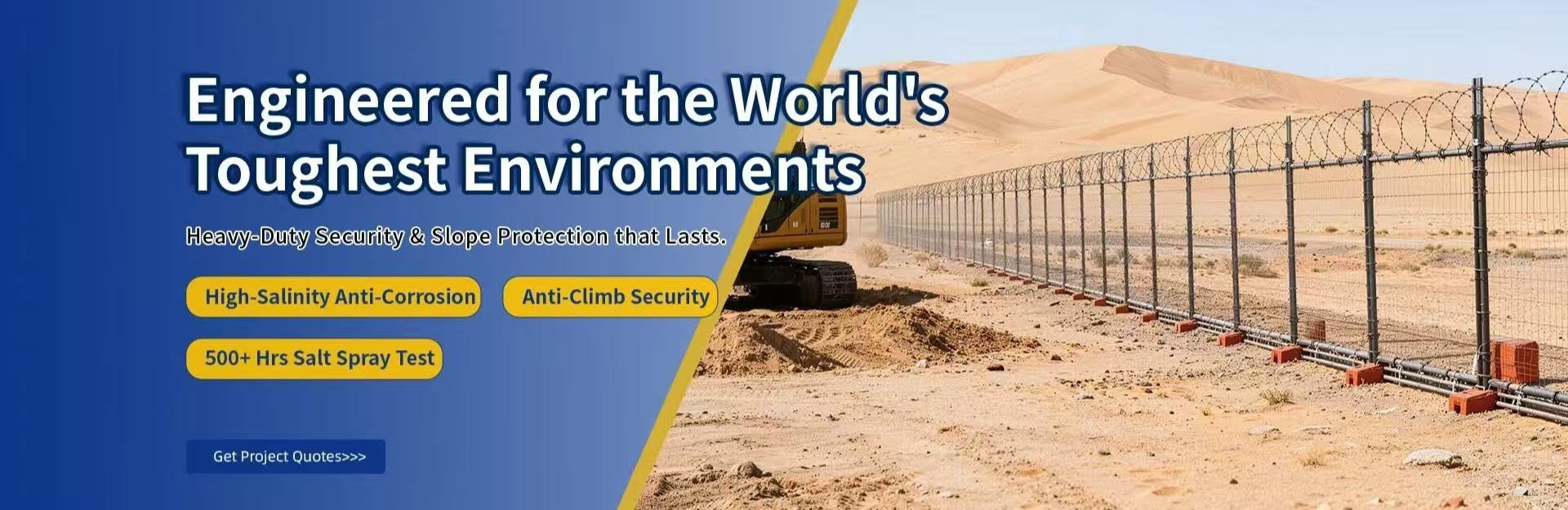 High-security perimeter fence project with anti-corrosion coating for tough desert environments by Anjia Group