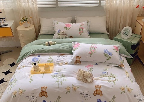 مجموعة الفراش القطن الخضراء الخضراء