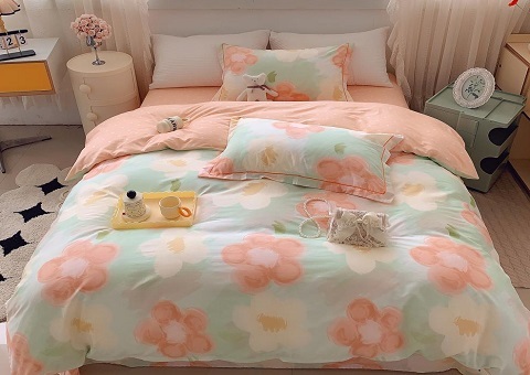 مجموعة الفراش القطنية من سلسلة وردية