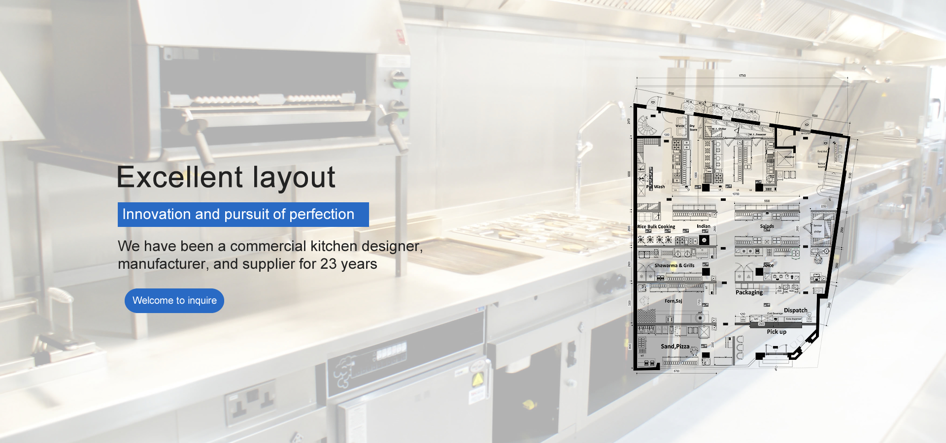 Commercial kitchen excellent layout