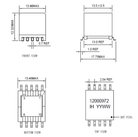 EP 13 SMD power pulse transformer