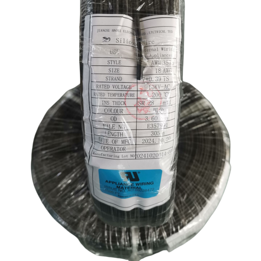 UL3573 18AWG BLACK SILICONE WIRE/CABLE