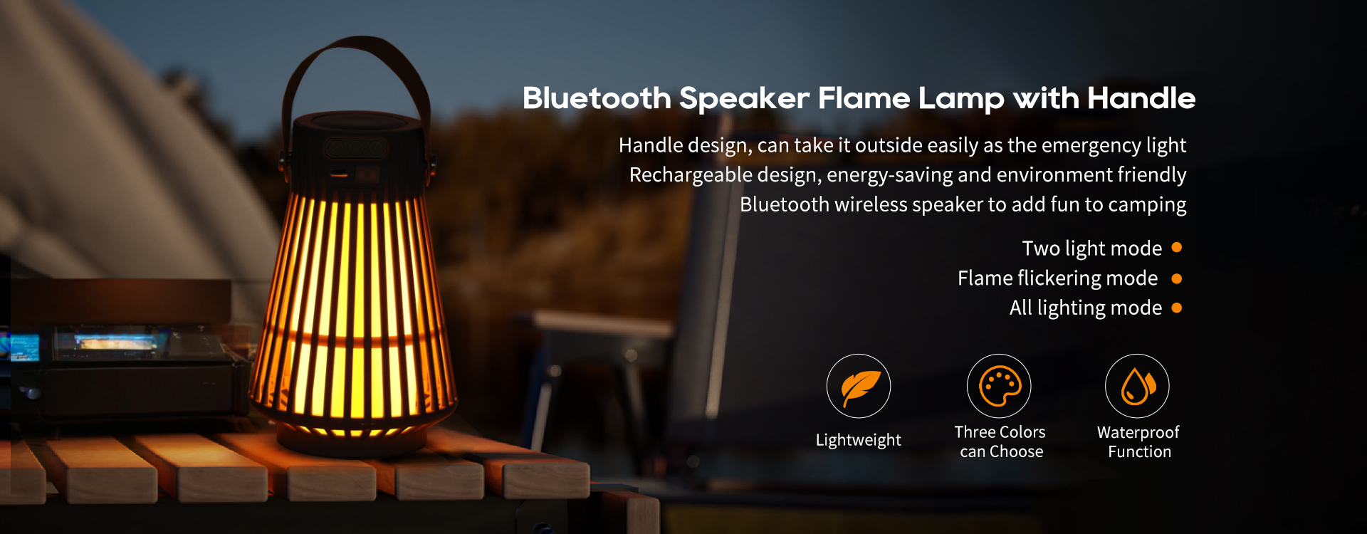 Bluetooth Speaker Flame Lamp with Handle