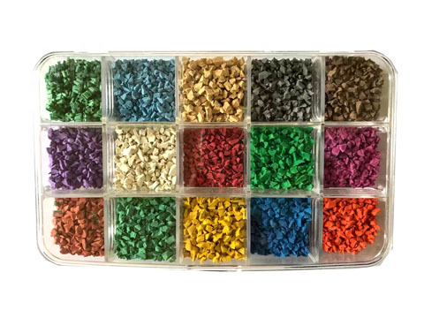 Partículas de borracha coloridas