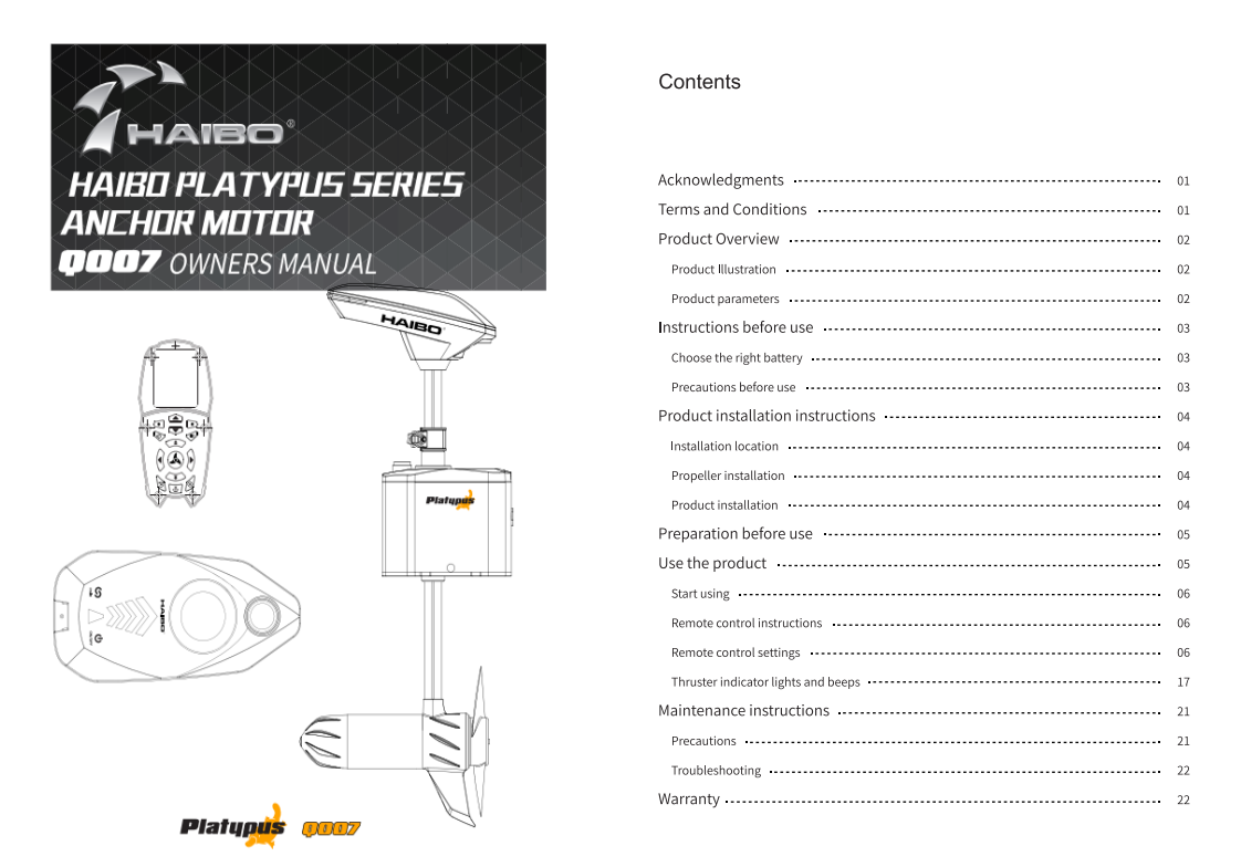 Platypus Q007 Instruction Manual