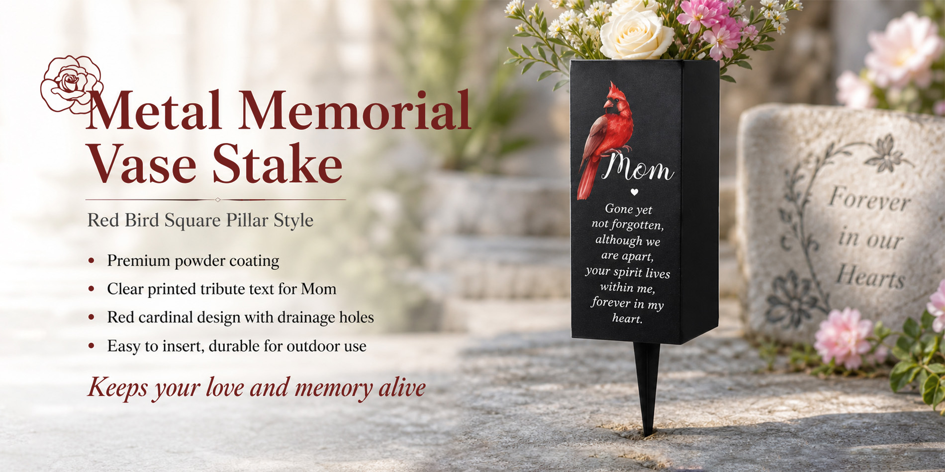 Metal Memorial Vase Stake
