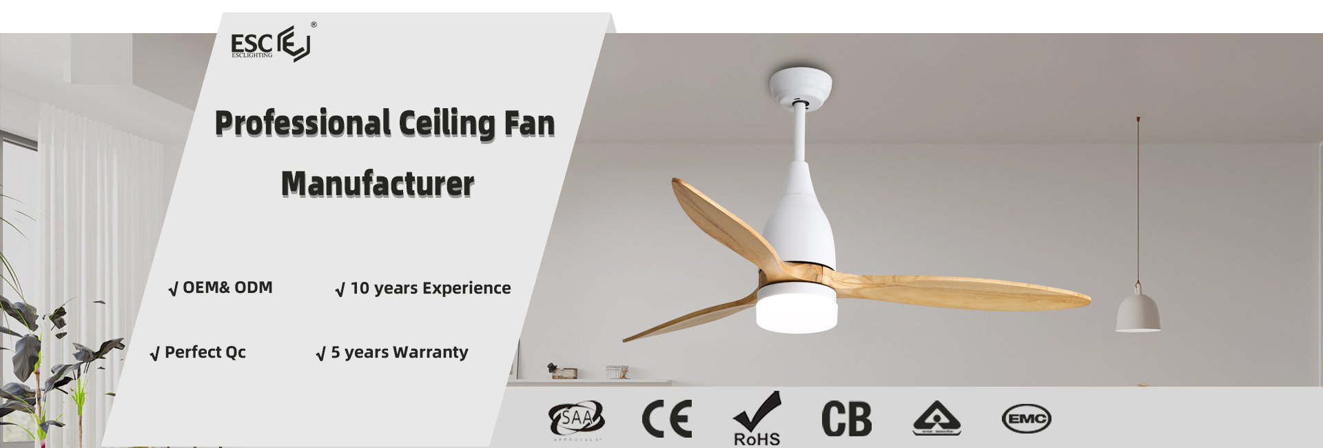 Real Wood Ceiling Fan with Light