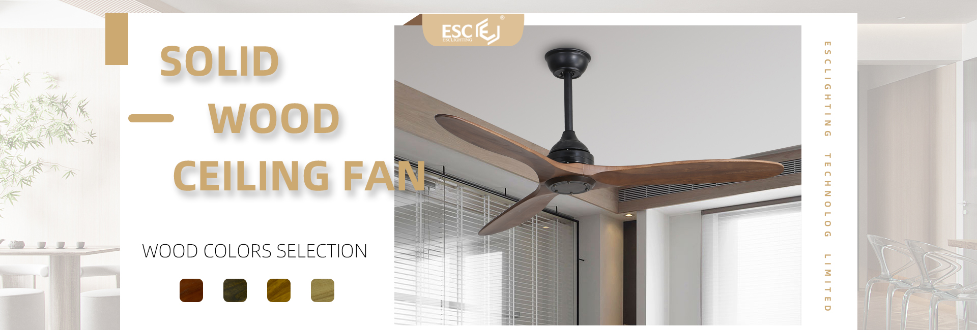 Solid wood ceiling fan