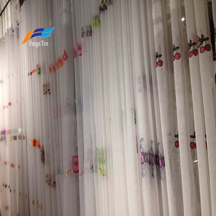 Wholesale Floral Embroidered Polyester Sheers Curtain Fabric 5