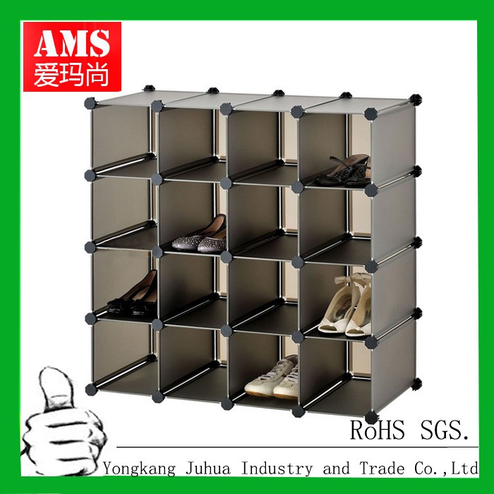 16 Cubes Plain White Shoe Storage Cabinet Cube Interlocking 16 Pairs ...