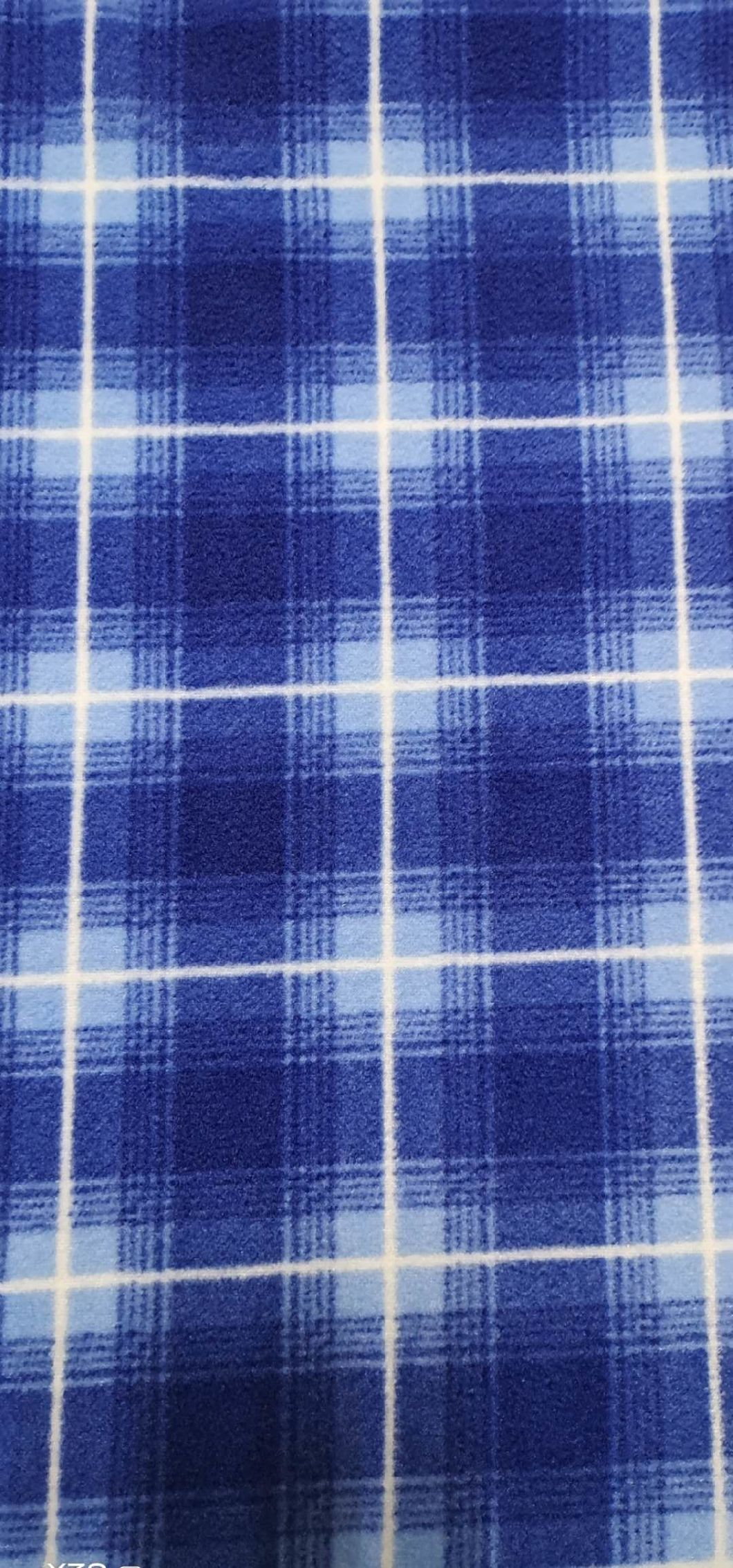 100% Polyester Polar Fleece with Lattice Printed FDY150d/96f Double Brush One Side Anti-Apling Fabric
