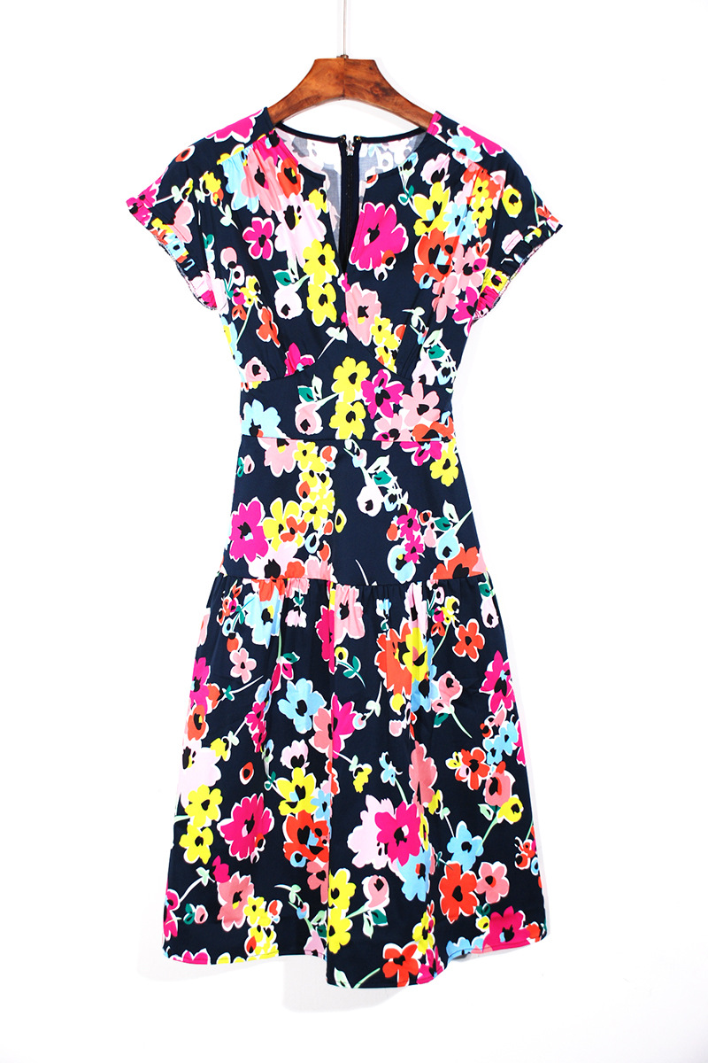 Short Sleeve Colorful Dress