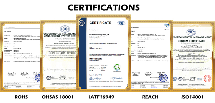 certification of the magnet 