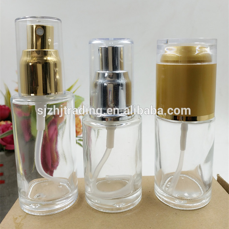 Clear glass cosmetic spray bottles with PP caps