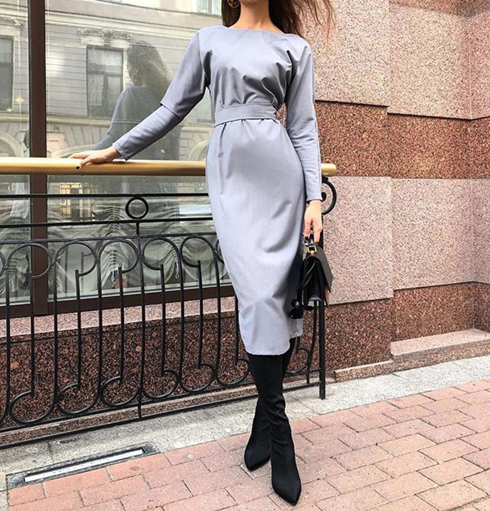 Casual Dress With Bow Belt