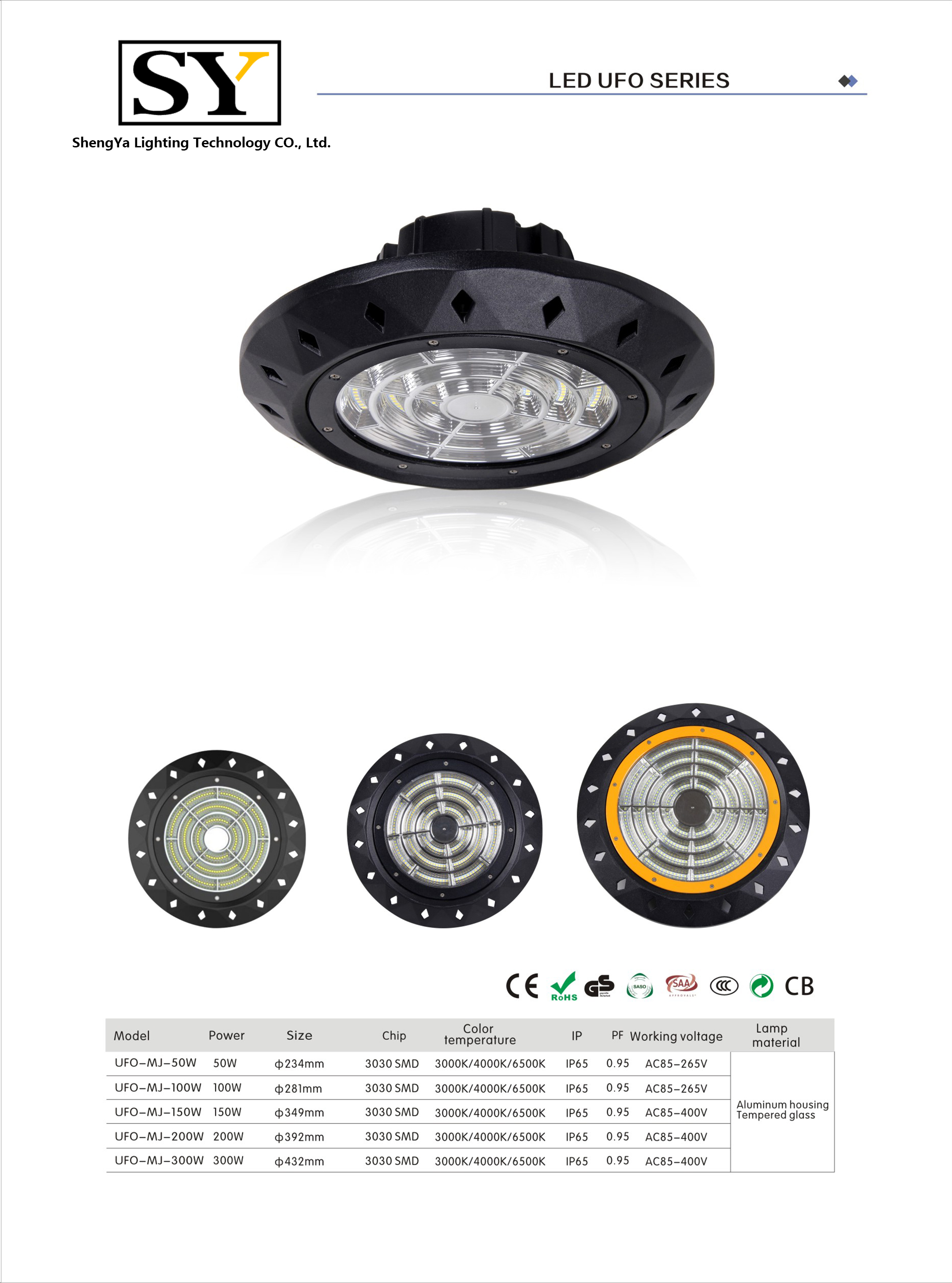 50W~300W IP65 Led high bay light for factory