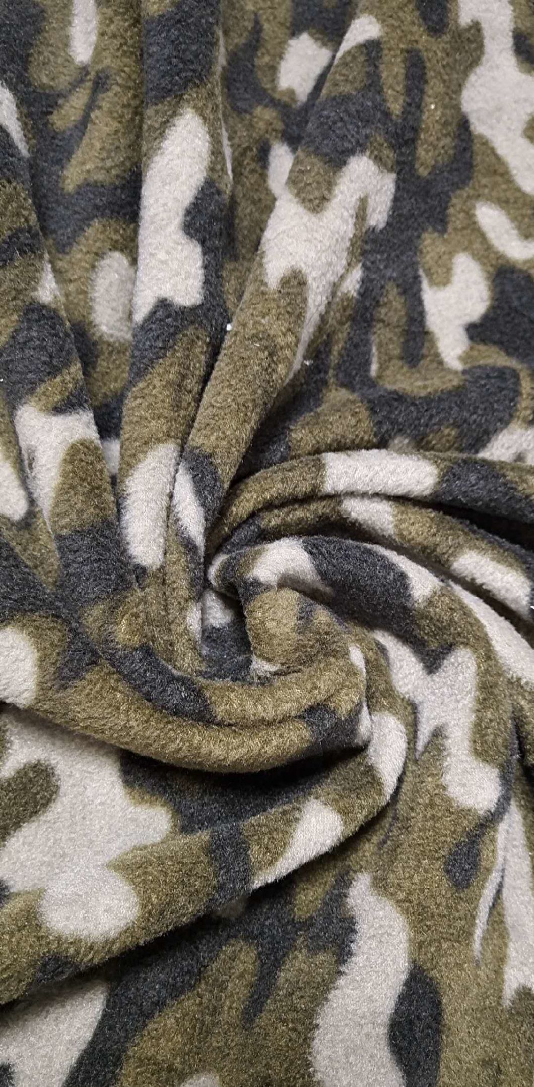 100% Polyester Polar Fleece with Leopard Printed FDY150d/144f Double Brush One Side Anti-Apling Fabric