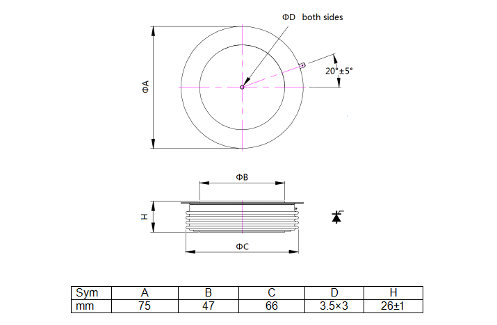 HIGH POWER THYRISTOR FOR PHASE CONTROL YZPST-R220CH12FJO