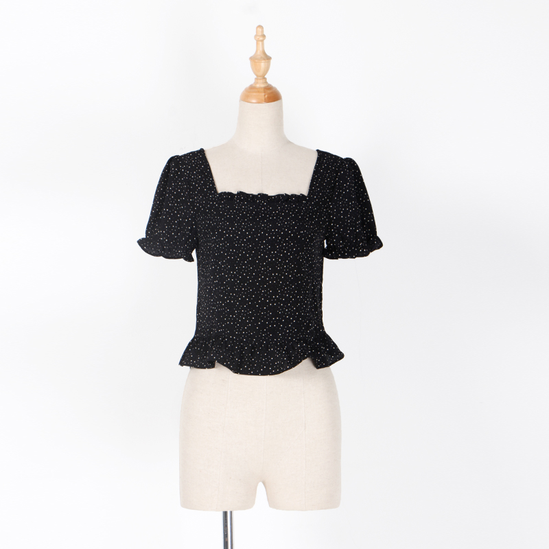Dot Chiffon Lace Casual Blouse Shirt