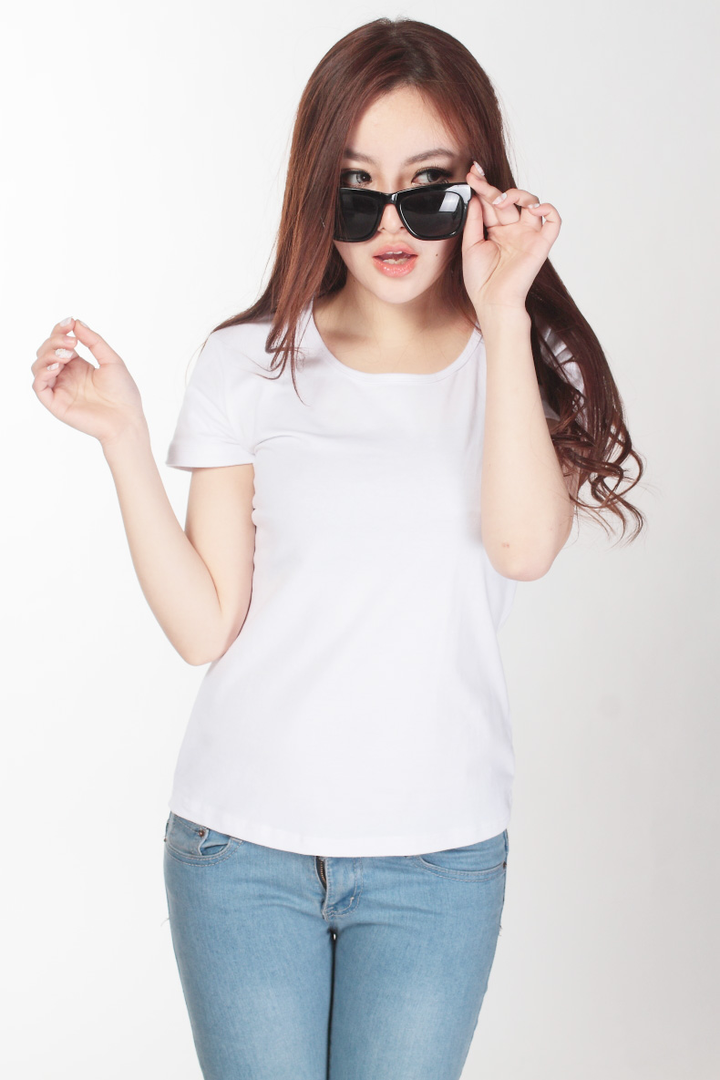 190 Grams 100%Cotton Fashion Women's Round Neck T Shirt