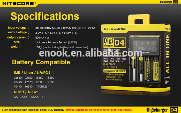  hot selling Nitecore D4 ego charger