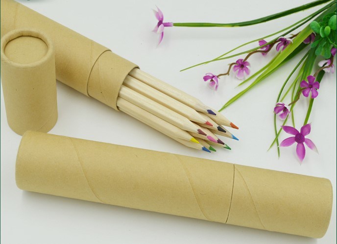 Long Wooden Color Pencil in Kraft Paper Box