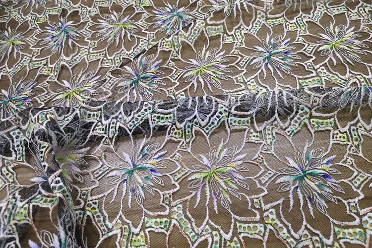 Flat Embroidered Tulle Lace Fabrics