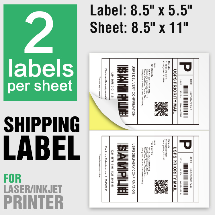 Half sheet shipping label