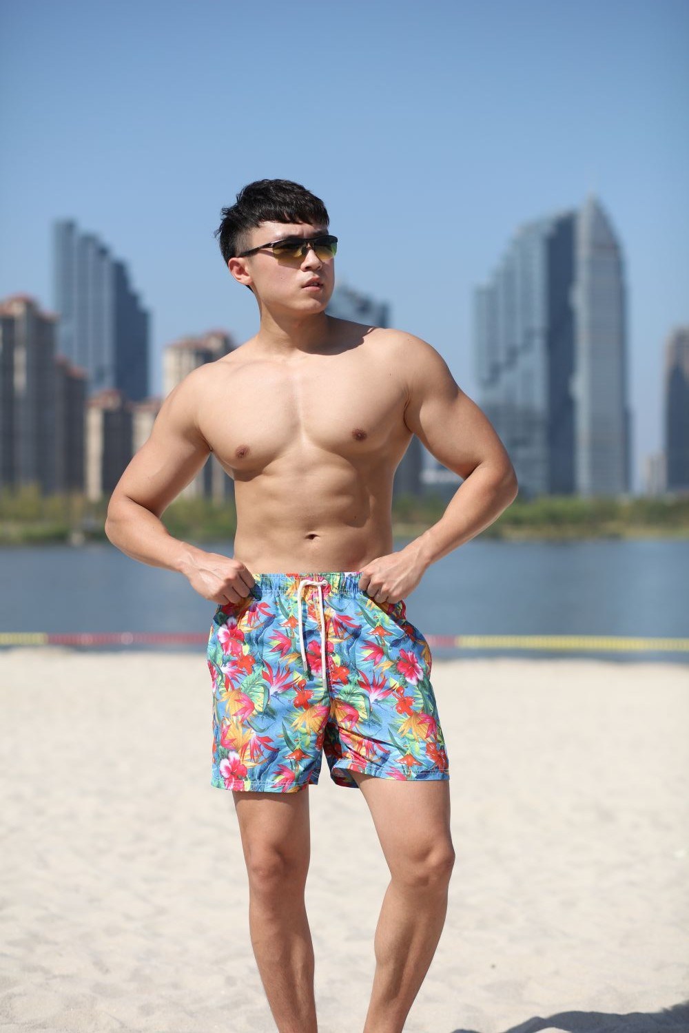 120GSM Microfiber Polyester Coating Digital Print Brief Mesh Forro Quick Dry Water Repelente Swim Short