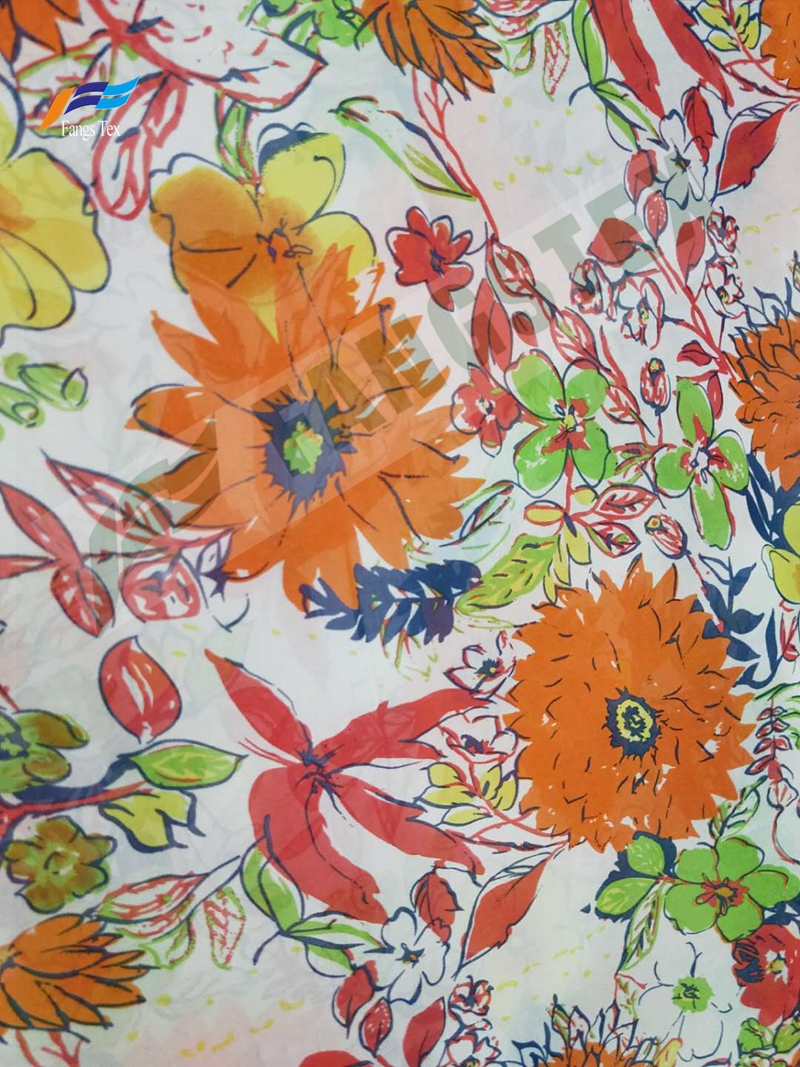 Polyester Digital Printed Long Dress Chiffon Stock Fabrics