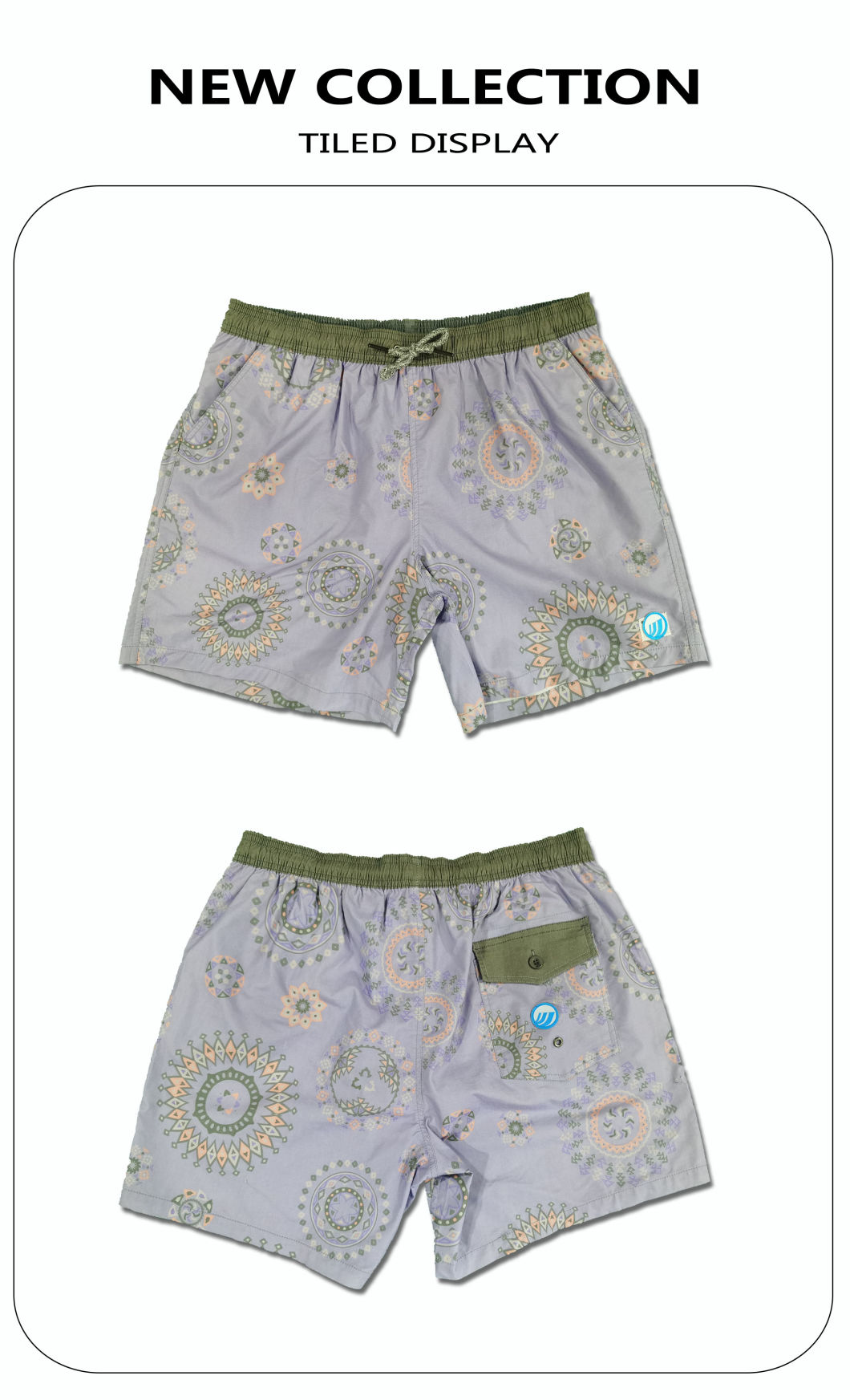 160GSM Cotton Polyester Digital Print Full Elastic Waist Brief Lining Beach Short Man's Swimshort