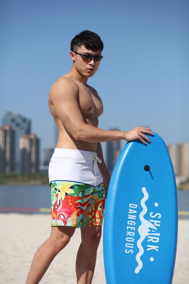 160GSM 4way Stretch Position Digital Print Brief Mesh Lining Quick Dry Men's Swim Short