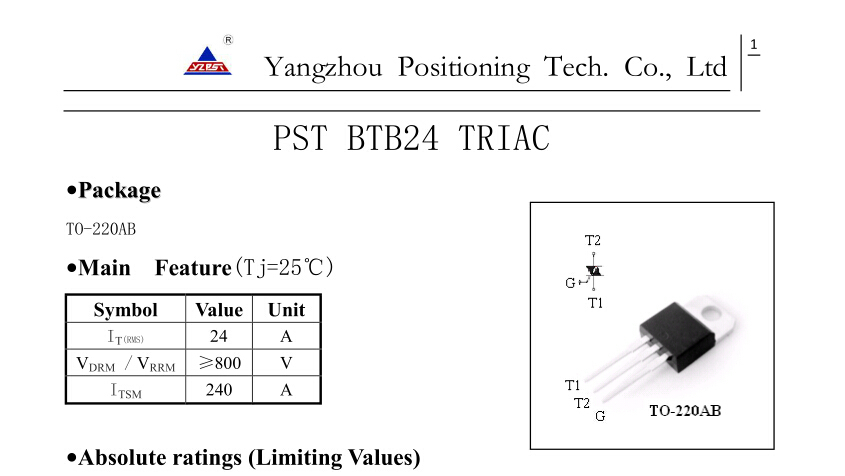 BTB24 Triac 24amp Transistors