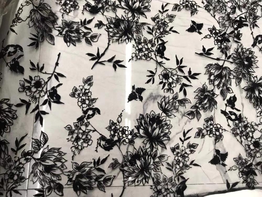100% Polyester Flocking Flocked Woven Voile Abaya Fabric 6