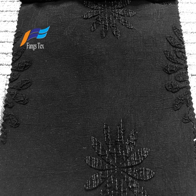 100% Polyester Fukuro Jacquard Formal Black Abaya Fabric 1