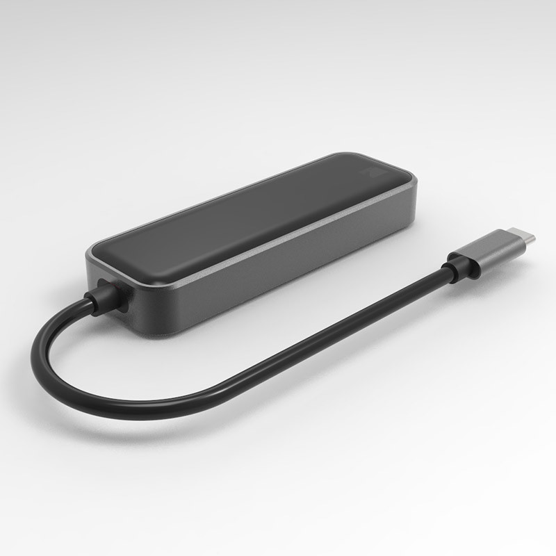 Nouveau design Multi Port Type-C Hub USB-C USB3.0 * 2 / RJ45 (1000 Mbps) / Charge Pd 60W