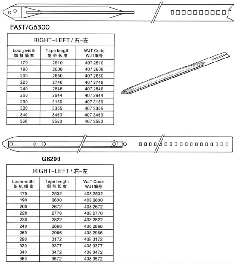 Rapierweefgetouwbanden voor G6100/6200/6300