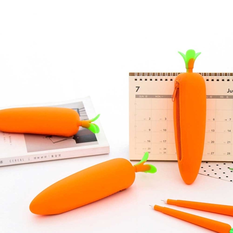 Itens de papelaria coreana Cartoon Carrot lápis Bag de material escolar bolsa de lápis infantil com zíper.