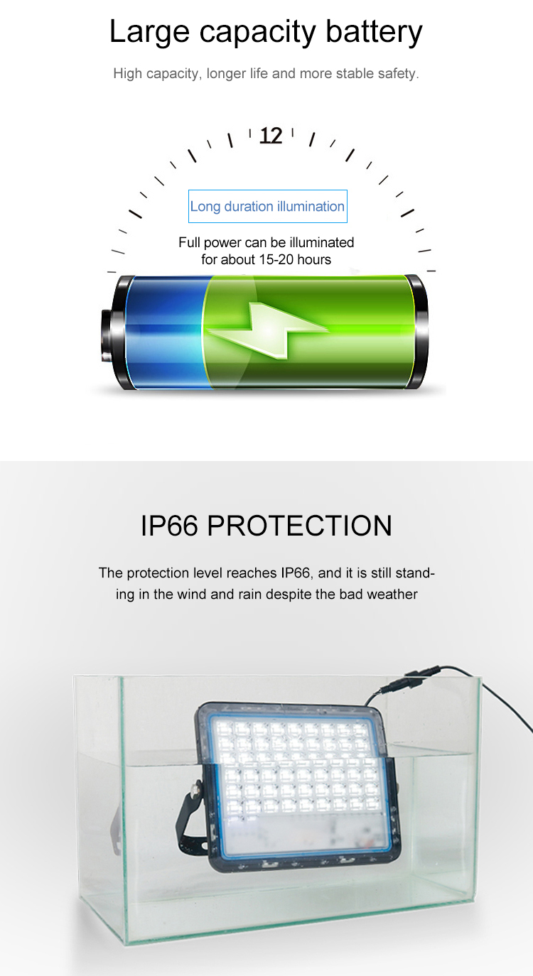 Outdoor ip66 solar flood light