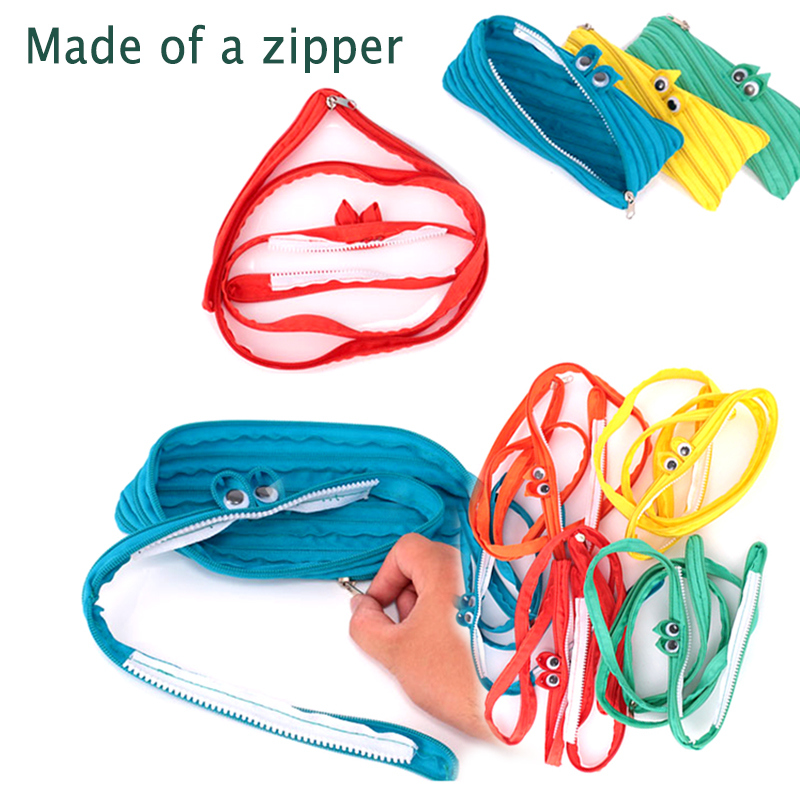 قرطاسية قلم رصاص Zipper Creative Stationery بسيطة لحقيبة Monster Zipper Bag اللطيفة اللطيفات المدرسية اللوازم.